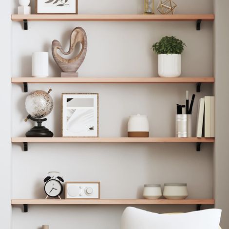 vidaXL Estante de pared madera maciza de roble sin tratar 100x10x2 cm (1/5)
