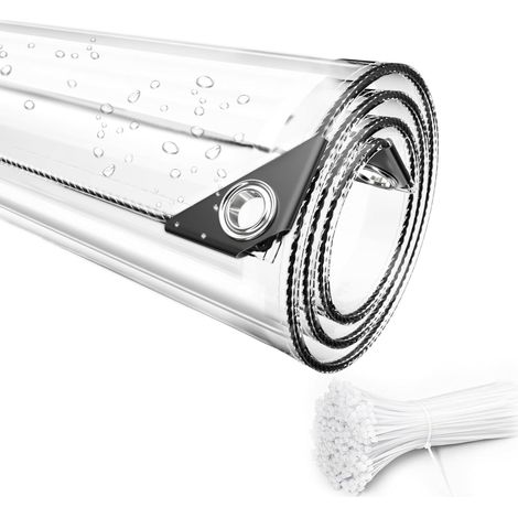 Bâche Imperméable Transparente avec Oeillets, Matériau PVC Pliable D'extérieur Étanche, Indéchirable et Coupe-Vent Bâche, pour Couverture Bateau, Terrasse et Plantes de Jardin (1/5)