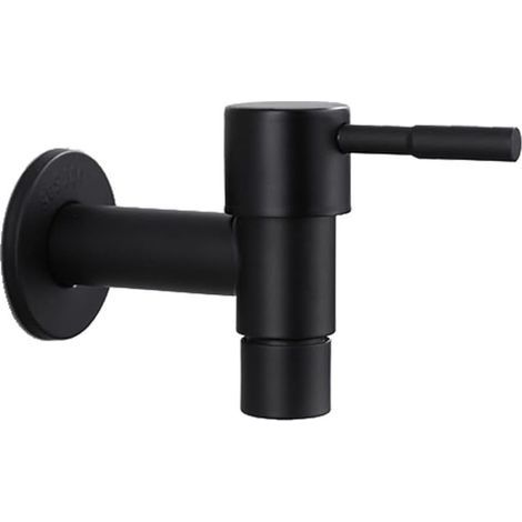 Vadrouille Robinet de Piscine, Robinet à Poignée Courte pour Évier, pour Balcon Robinet Mural, Robinet à Poignée Courte en Acier Inoxydable pour Balcon, Salle de, Cuisine, Jardin(noir)