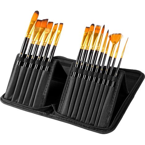 Brush À Peinture - Poils En Nylon - Manche En Bois - Pour Aquarelle Huile Gouache - Lot De 6 (1/5)