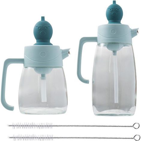 Bouteille distributrice d'huile d'olive en verre avec goupillon en silicone  distributeur de vinaigre et de sauce soja (1/5)