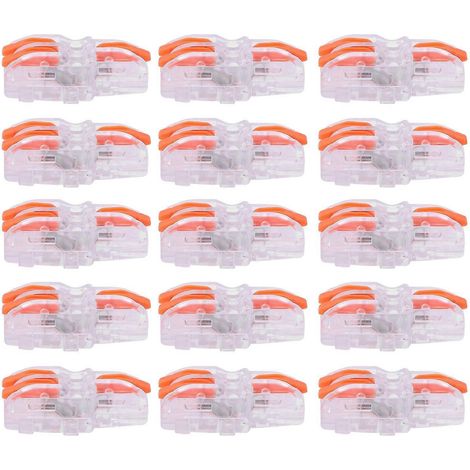 20 Stück Draht-Schnellverbinder 1 Eingang 2 Ausgänge Transparenter T-förmiger Leiterklemmenblock SPL-F12 (Orange)