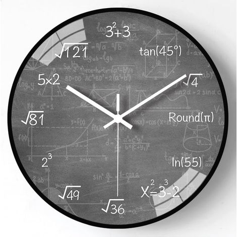 Horloge murale 30 cm chiffres anglais et arabes, moderne silencieuse à quartz, design artistique amusant, fonctionne avec pile, décoration salon bureau école, gris.