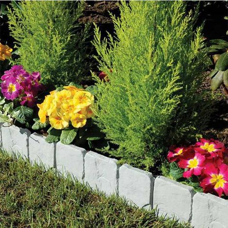 Clôture, Jardinage Imitation Pierre Clôture Extérieur Pelouse Clôture PP (Gris Boîte de 10 Pièces) Pour Jardin, Extérieur (1/2)