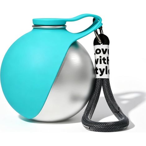 Water Bottle for Dogs on the Go Portable Pet Water Bottle 284ml Stainless Steel Water Bottle with Collapsible Silicone Bowl Leakproof for Cats and Dogs (Blue) (1/5)
