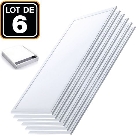 Europalamp – Lot de 6 dalles LED 40W 120x30 cm – Blanc froid 6000K – Diffuseur anti-éblouissement – Pour faux plafonds (1/4)