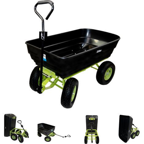 Gartenwagen mit Kippfunktion 400kg 125 L mit Deichsel für Rasentraktor Quad oder Handgriff (1/5)