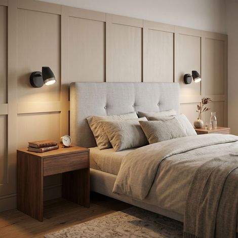 Spot mural mobile LED lampe de chambre applique anthracite lampe de salon lampe de lecture, 4W 280lm blanc chaud, LxH 8 x 13,5 cm, lot de 2 (1/4)