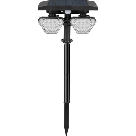 Projecteur solaire d'extérieur à double tête, orientable et réglable, pour accès au jardin ou au porche. (1/5)