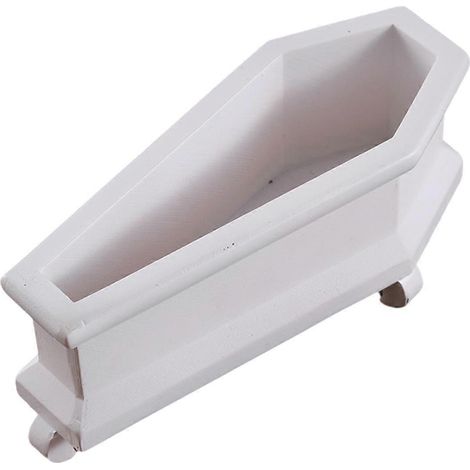 Mini pot de fleurs en forme de cercueil, support décoratif pour plantes succulentes, pot de fleurs décoratif de bureau blanc (1/4)