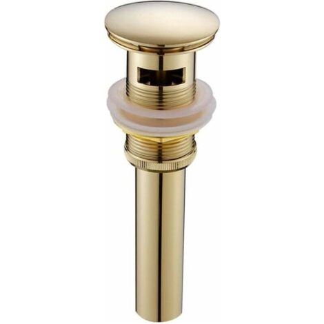 Moderne Pop-up Rétro Bouchon Bonde de Lavabo Vidange Clic-clac avec Trop-Plein en Laiton Doré Universel Valve Draineur d’Evier Vasque Siphon avec Trou de Débordement Poli- ave
