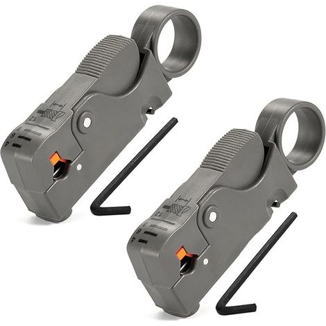 Pelacables rotativo para cable coaxial, compatible con cables coaxiales RG59, RG58, RG6 y RG62. Fácil de pelar y cortar. Mango portátil (2 unidades).