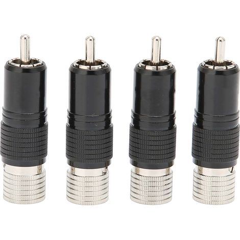 Preffair Lot de 4 fiches RCA Lotus en laiton plaqué rhodium, sans soudure, 10 mm, référence R1738 (1/5)