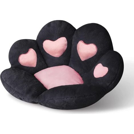 Cuscino per sedia a forma di zampa di gatto, morbido cuscino in peluche a forma di zampa, caldo e confortevole per sedia da camera da letto o ufficio, 70x60 cm (nero) (1/4)
