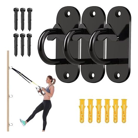 3 x suspension anchor straps, sports equipment, ceiling mounting wall, anchor bracket, hook, climbing rope, swing sandbag, for fitness, yoga, swing, battle ropes (1/5)