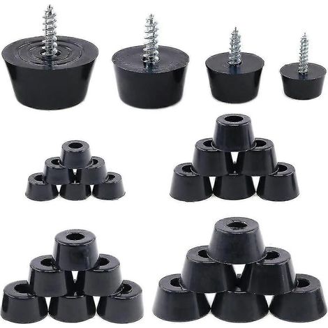 Patins de protection noirs en caoutchouc avec vis assorties et rondelles en acier inoxydable intégrées - Accessoire cadeau (1/5)