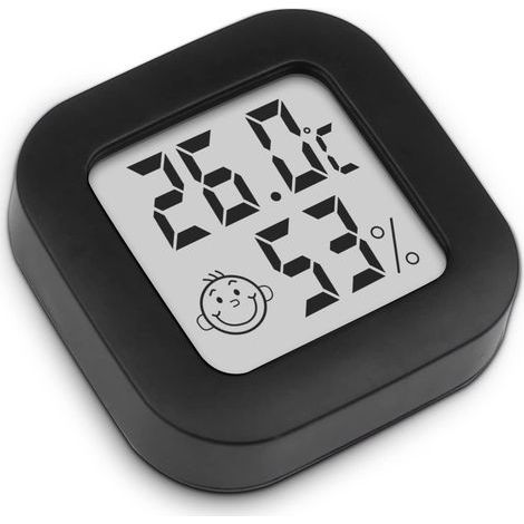 Mini Thermomètre Hygromètre Intérieur Digital à Haute Précision, Thermo Hygromètre Indicateur du Niveau de Confort (4.3cm4.3cm, noir, 1) (1/4)