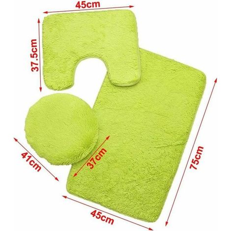 Tapis de bain Triumph Pure Color Tapis de bain 3 pièces Tapis doux absorbant antidérapant et couvercle Ensemble de couvercle de toilette Lavable Vert (1/4)