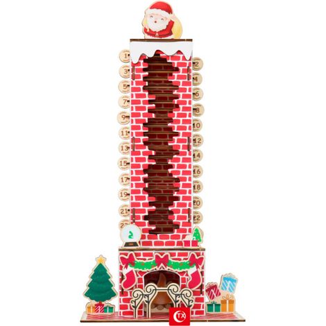 Calendrier de l'Avent en bois Irovami, motif cheminée et Père Noël, décoration de bureau pour les fêtes de fin d'année.