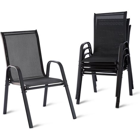Sillas de jardín apilables con respaldo alto y tejido transpirable (1/5)