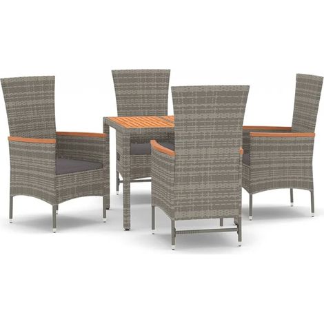 Maison Exclusive - Set da Pranzo da Giardino 5 pz con Cuscini in Polyrattan Grigio