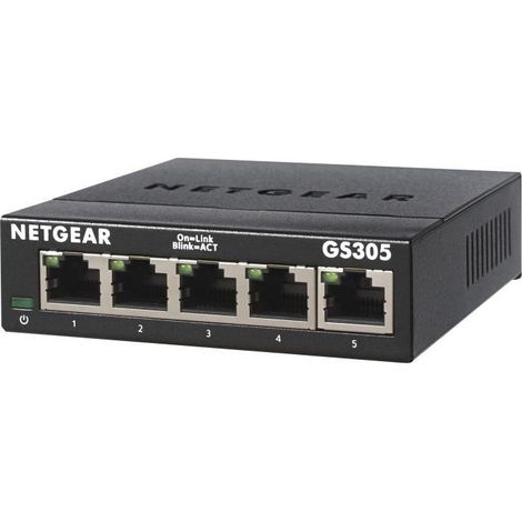 NETGEAR GS305 Gigabit Ethernet L2 non géré (10/100/1000) Noir (1/4)