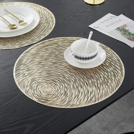 Lot de 4 Doré sets de table en PVC Creux, résistants à la chaleur, antidérapants, ronds Ciel étoilé Sets décoratifs pour le salon et la cuisine