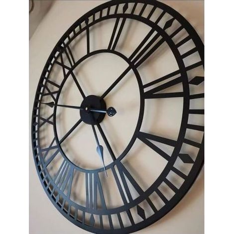 Wetterfeste Gartenuhr – Retro – Römische Ziffern – Vintage – Schlicht – Kunstvolles Eisen – Außenuhr – Batteriebetrieben – Geräuschlos – 40 cm (1/5)