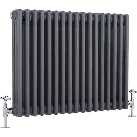 Hudson Reed – Radiateur rétro horizontal anthracite à colonnes 60cm x 78.5cm – Acier 1.5mm – Puissance 1243W – Indice IP67 pour humidité (1/5)