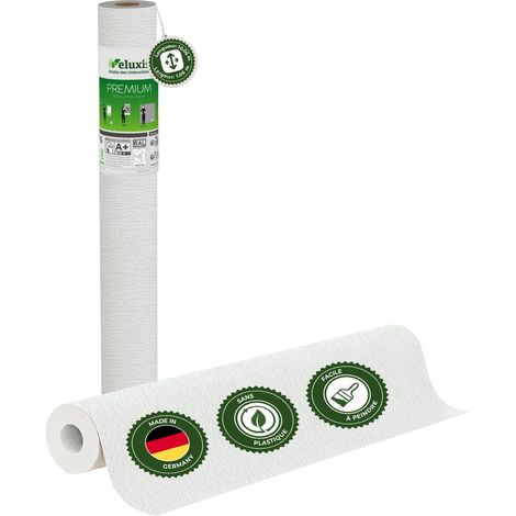 Veluxis® Papier peint intissé haut de gamme 10,05 m x 0,53 m (motif textile quadrillé, monobloc) – intissé de rénovation de haute qualité pour murs lisses – Fabriqué en Allemagne (1/5)