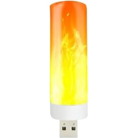 Luces LED con efecto llama，Lámpara recargable de bajo consumo para el hogar，sencilla y compacta，Luz nocturna USB，apta para uso en exteriores (1/2)
