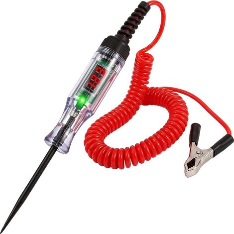 1 Pièce Testeur Tension LCD, Testeur Voiture, 5 120 V CC avec Pince Crocodile Et Fil À Ressort, Écran Numérique LCD, pour La Vérification de Tension Sur Voitures, Camions, Motos Et Autres Véhicules (1/5)