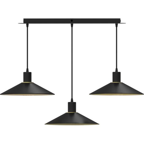 Suspension, Suspension en ligne 3 lampes ZINGA S3 Noir en Metal, Aluminor (1/3)