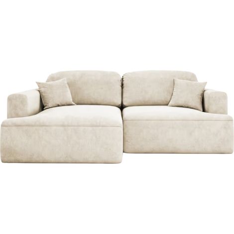CHIARA - Canapé d'angle convertible tissu velours 4 places - Gris foncé