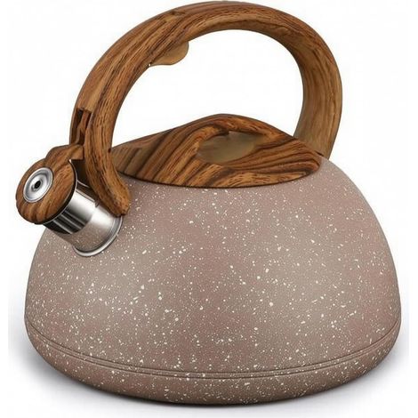 Whistling Induction Kettle, KV-531, 3 L, Mottled Taupe Brown Finish, Wood Effect Handle, Brown, color to 5 (1/5)