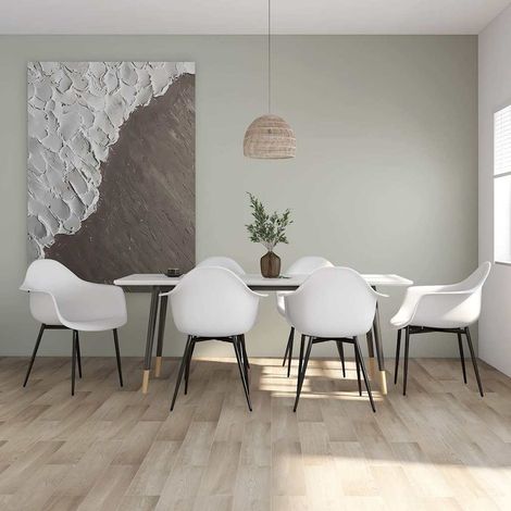 vidaXL Sillas de comedor 6 unidades blancas PP (1/5)