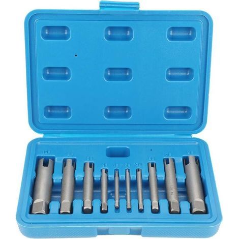Extracteur de Tarauds à Tête Cassée, Ensemble D'extracteurs de Tarauds à Vis en Acier pour Extracteur de Vis et de Boulons(10Pcs) (1/4)