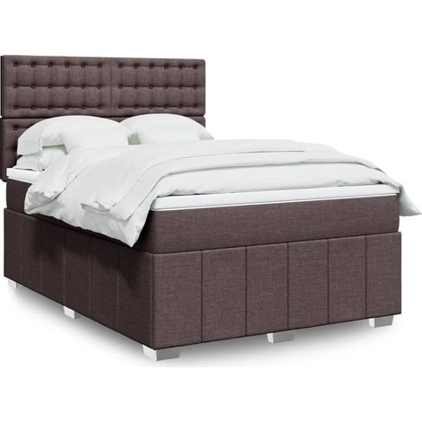 Boxspringbett mit Matratze Dunkelbraun 140x200 cm Stoff vidaXL