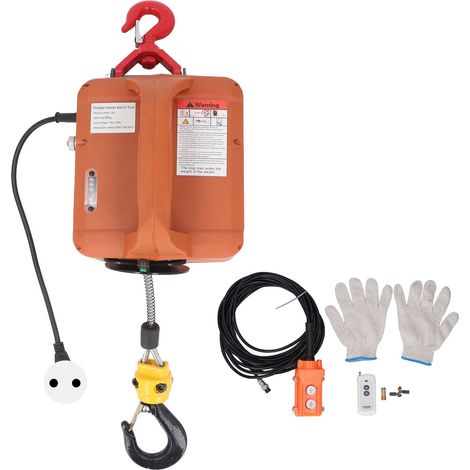 Treuil de levage électrique 3 en 1 440LB 1500W 7,6 m Hauteur de levage 4 m/min Portable avec télécommande pour entrepôt Garage Usine Prise UE 220 V (1/5)