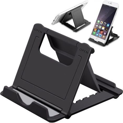 2 pièces Support de téléphone Portable Portable Support de téléphone Portable Multi - Angle réglable Compatible iPhone, Huawei Galaxy Tablette de téléphone avec écran de 4-7,9 Pouces (Noir) (1/5)