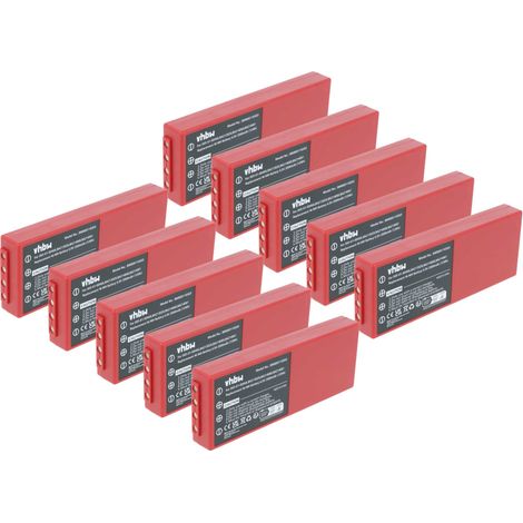 vhbw 10x Akku kompatibel mit HBC Radiomatic BA213020, BA211060, BA210040 Industrie-Funkfernsteuerung Fernbedienung (2000 mAh, 6 V, NiMH) - Rot