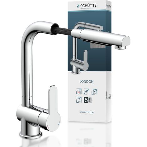 Robinet Cuisine avec Douchette Extensible Mitigeur, Rabattable Mitigeur Robinet Evier de Cuisine avec Douchette, Rotative à 360° Froid (1/5)