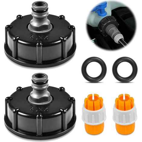 Cuve Raccord s60x6 - Bouchon de Réservoir 2 Pièces Avec Adaptateur Mamelon 1/2" - Diamètre de Sortie 60 mm pour Tuyau D'Arrosage