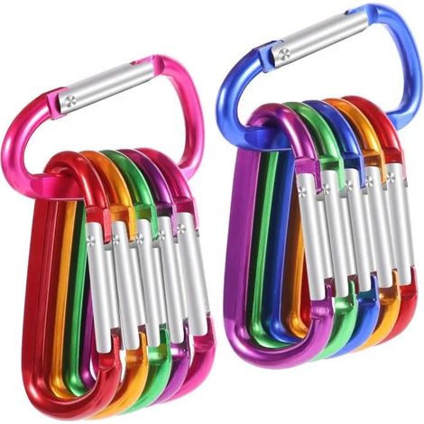 Mousqueton - INOX - 12 Pcs - 76 x 6.5mm - Charge max 20kg - 6 couleurs (1/4)