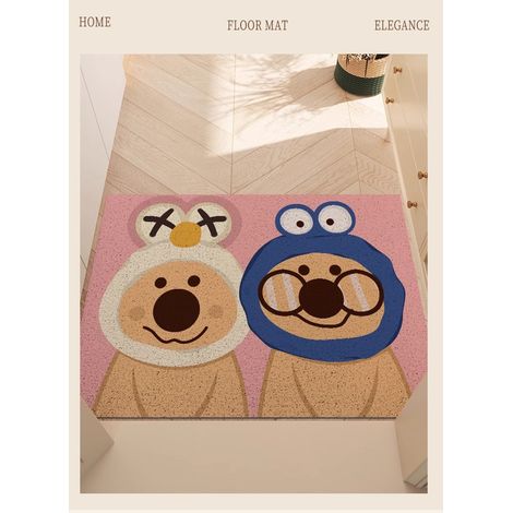 Tapis de porte en soie bouclée, épais, antidérapant, résistant aux taches, idéal pour la maison - Joli motif horizontal - 80 x 120 cm