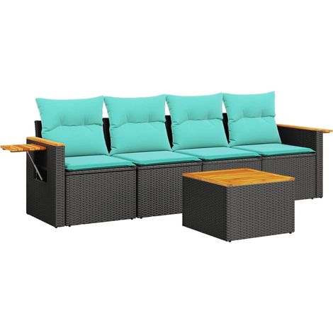 Maison Exclusive - Set Divani da Giardino 5 pz con Cuscini Nero in Polyrattan (1/5)