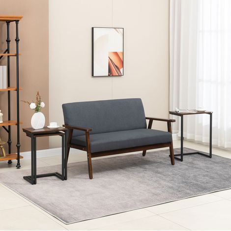 Beistelltisch Set 3-teilig verschachtelbar Holz Stahl OKMYHOME (1/5)