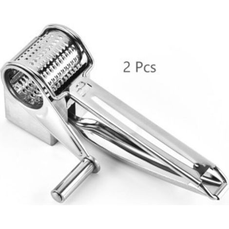 Moulin à Râpe Fromage 2 Tambour Inox - Simple, Résistant et Efficace - Ambidextre (1/4)