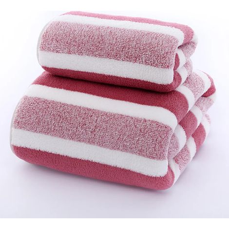 Lot de 2 serviettes en microfibre, ultra absorbantes et à séchage rapide, douces pour la douche, couleur rose, textiles de bain légers et moelleux, idéales pour le sport et les voyages. (1/4)
