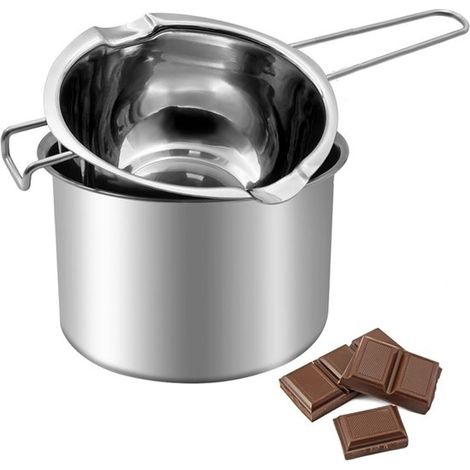 Pentola per fondere in acciaio inox, bagnomaria da 600 ml, pentola da 16 cm inclusa, ciotola per fondere in acciaio inox, pentola per fondere candele, pentola per fondere cioccolato (1/5)